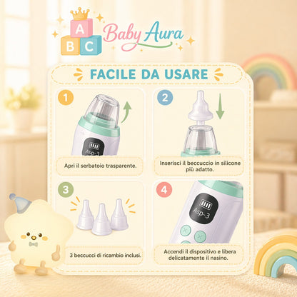 BabyAura NasalCare™- Aspiratore Nasale per Neonati e Bambini